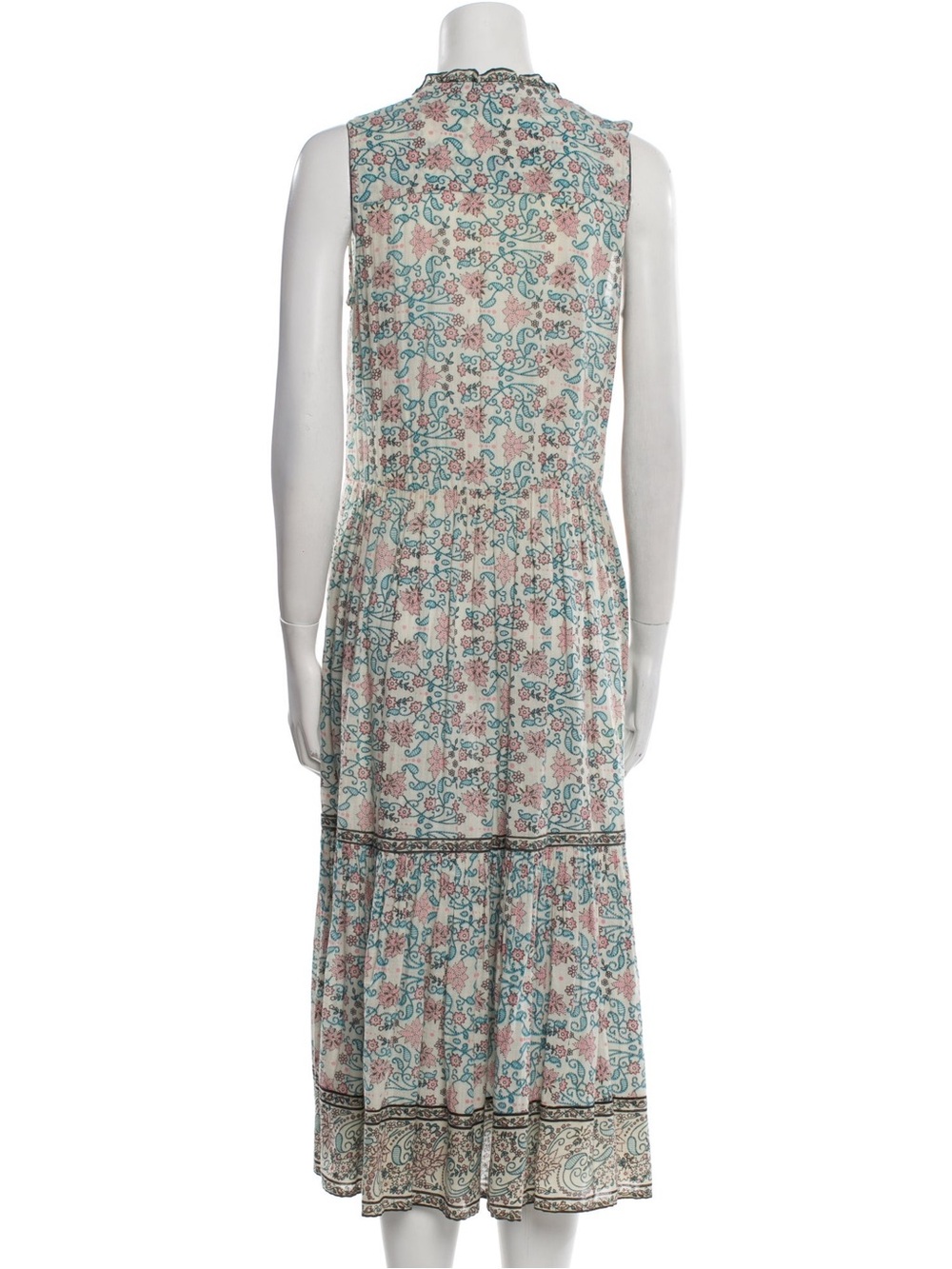Ulla Johnson Lightweight Floral Midi Dress in Cream, Pink and Teal. Size 2 - Picture 2 of 9